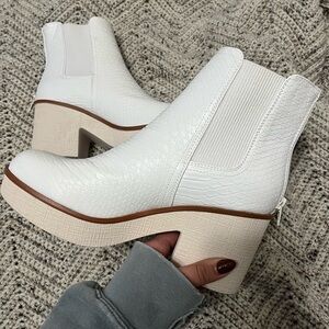 White Snake Skin Ankle Boots